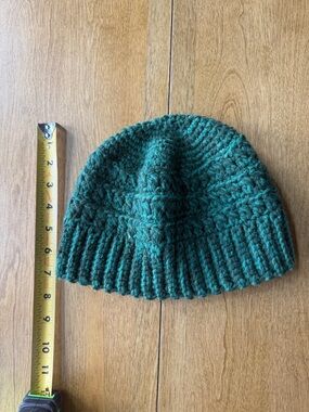 Hand Crafted Knit Beanie in Two Green Adult